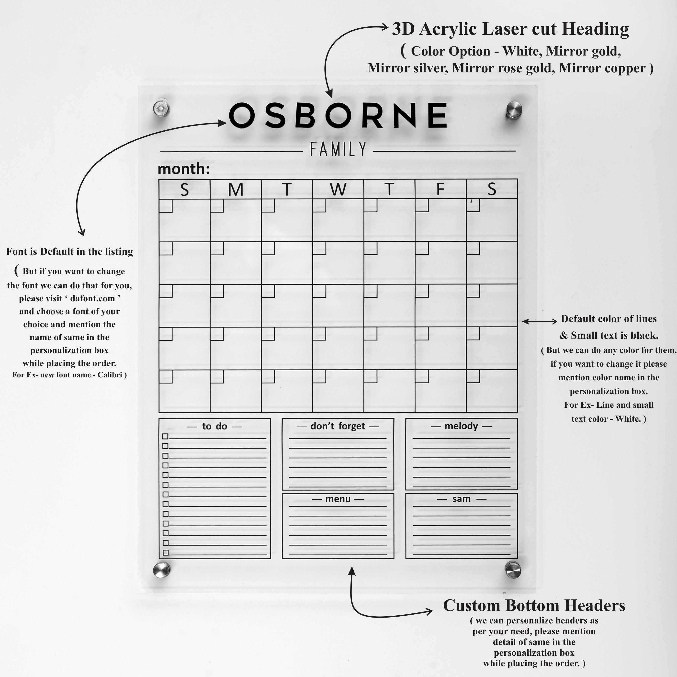 Acrylic Calendar & Planner