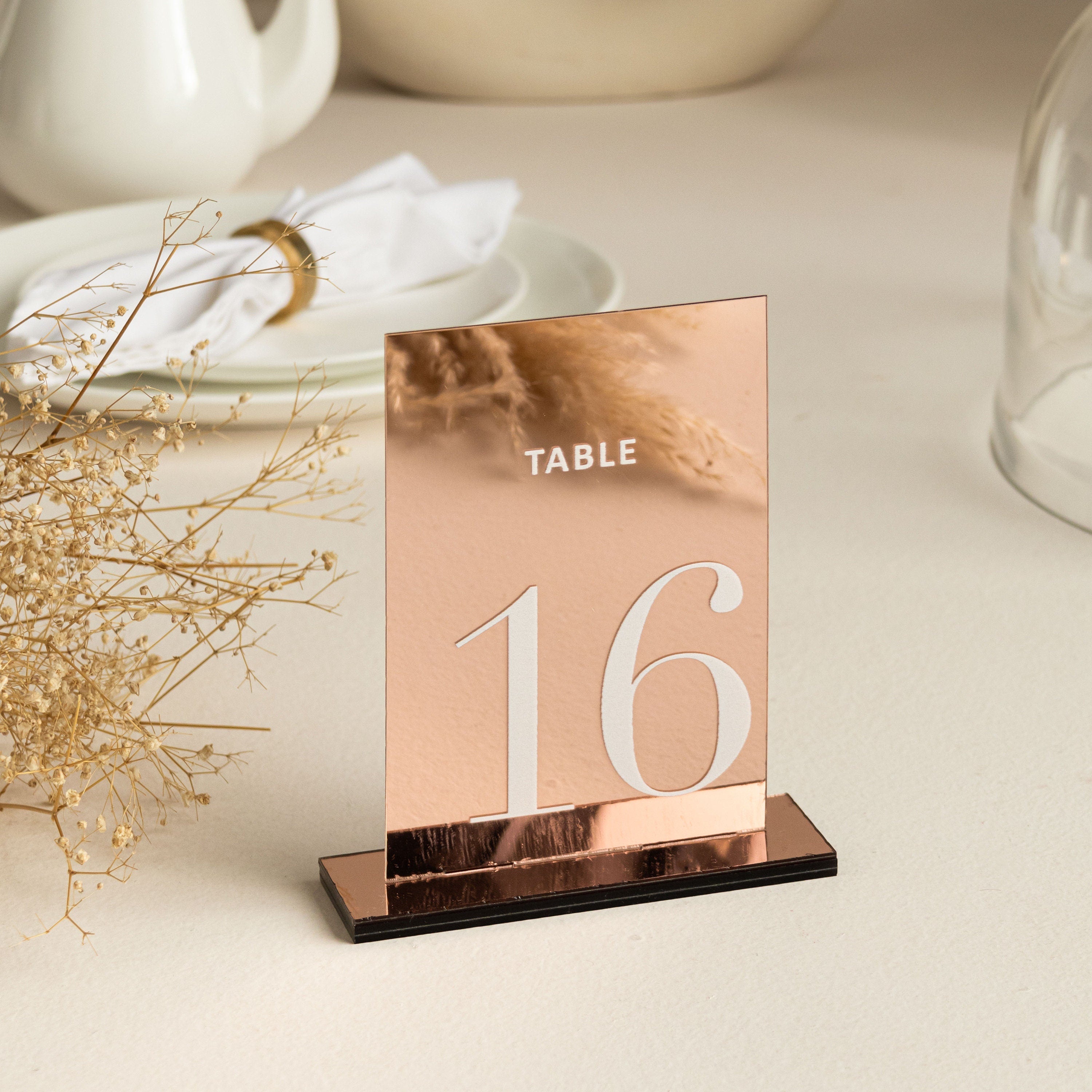 Mirror Rose Gold Table Numbers