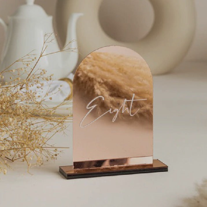 Mirror Rose Gold Table Number