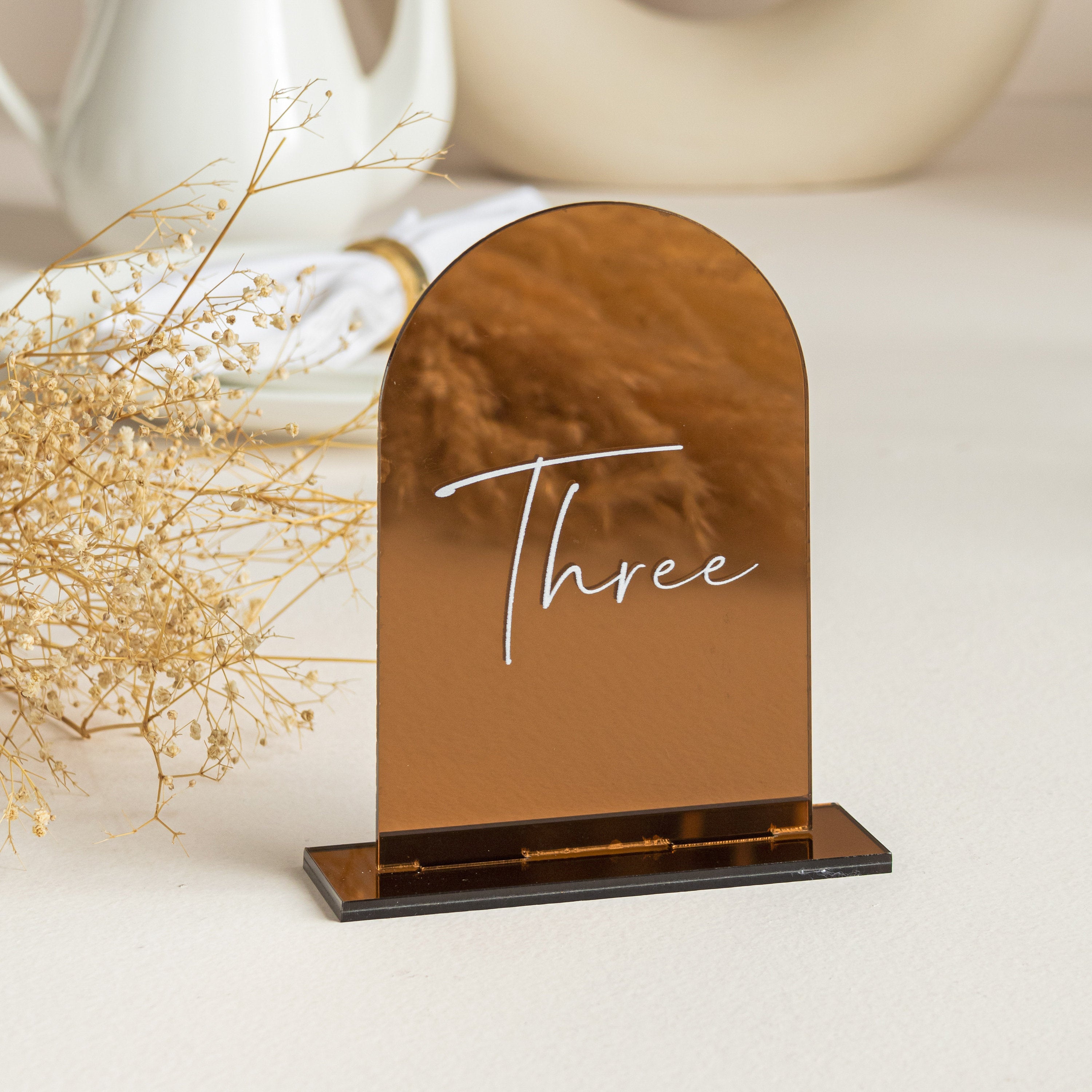 Mirror Copper Table Numbers