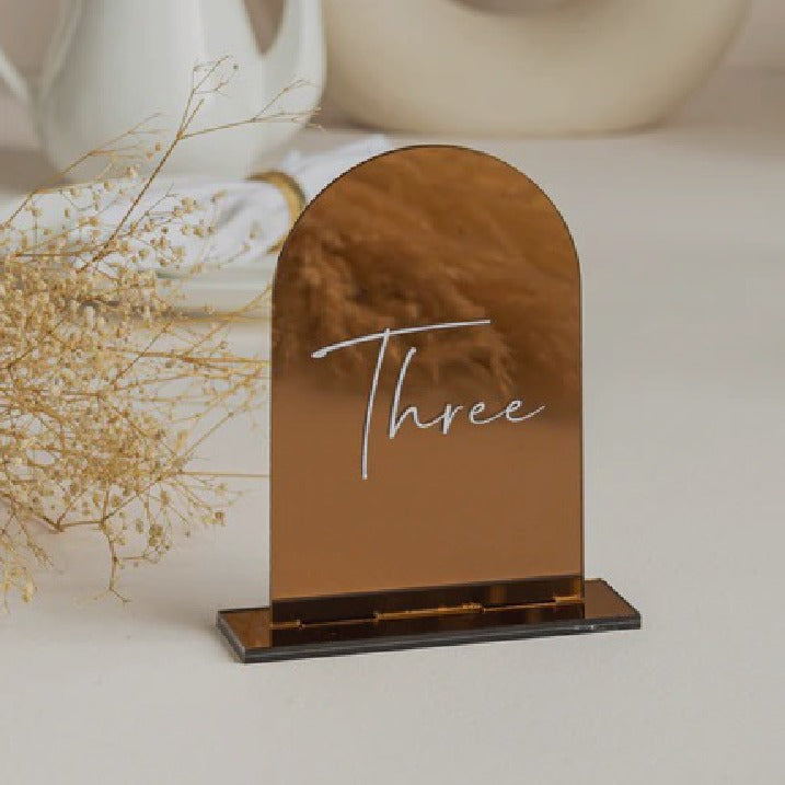 Mirror Copper Table Number