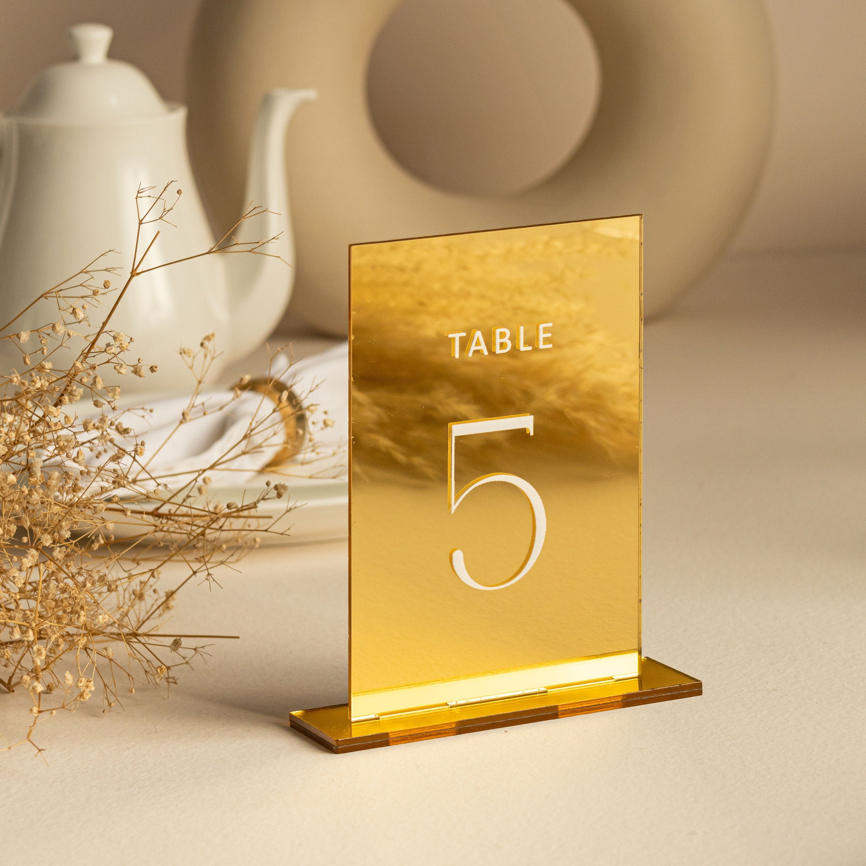 Mirror Silver Table Signs