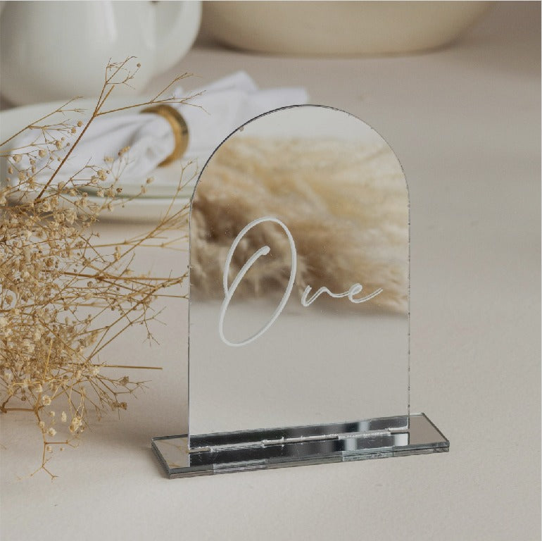 Mirror Silver Table Signs