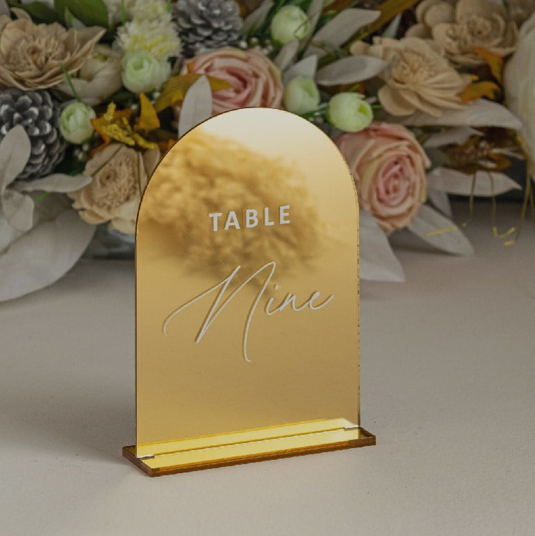 Mirror Gold Table Number