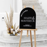 Arched Welcome Sign, Black Acrylic Sign