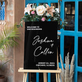 Wedding Shinny Black Welcome Sign