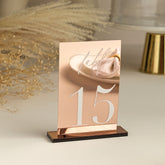 Mirror Rose Gold Table Numbers | Acrylic Table Numbers | Table Number Wedding , Centerpieces Luxury Decorations, Wedding decorations AOA