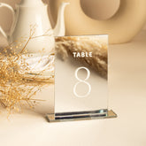 Mirror Silver Acrylic Table Numbers | Wedding Table Numbers | Wedding Table Signs | Table Numbers Wedding Decoration | Wedding Table Decor AG