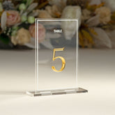 Clear and Mirror Gold Acrylic Signs - Gold Wedding Table Signs - Wedding Table Decor, Gold Table Numbers, Modern Wedding Decor AOA