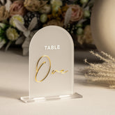 Frosted Arch Acrylic Table Numbers - Frosted Acrylic Sign - Wedding Table Decor - Wedding Signage - Gold Table Numbers , Frosted Numbers AG