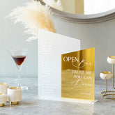 Frosted and Gold Mirror Bar Menu