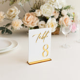 White Acrylic 3D Gold Mirror Table Signs