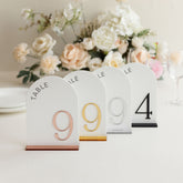 Wedding Table Numbers - Wedding Table Decor - Arched Table Number - White Acrylic 3D Gold Mirror Table Signs - Gold Table Numbers AG