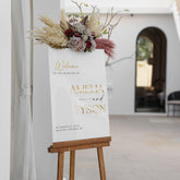 Acrylic Wedding Sign With 3D Mirror Gold Names-RR