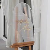 frosted acrylic wedding welcome sign With 3D Mirror Gold Names-RR