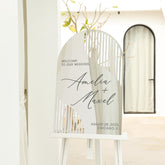 Mirror Silver Arched Wedding Sign