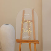 Frosted wedding welcome sign With 3D Mirror Gold Names