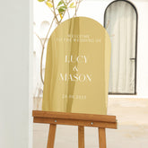 Gold Mirror Arched Welcome Sign