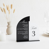 Wedding Table Numbers with Menu Card