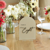 Beige Arch Acrylic Table Numbers – Modern Wedding Decor (5x7 inches)