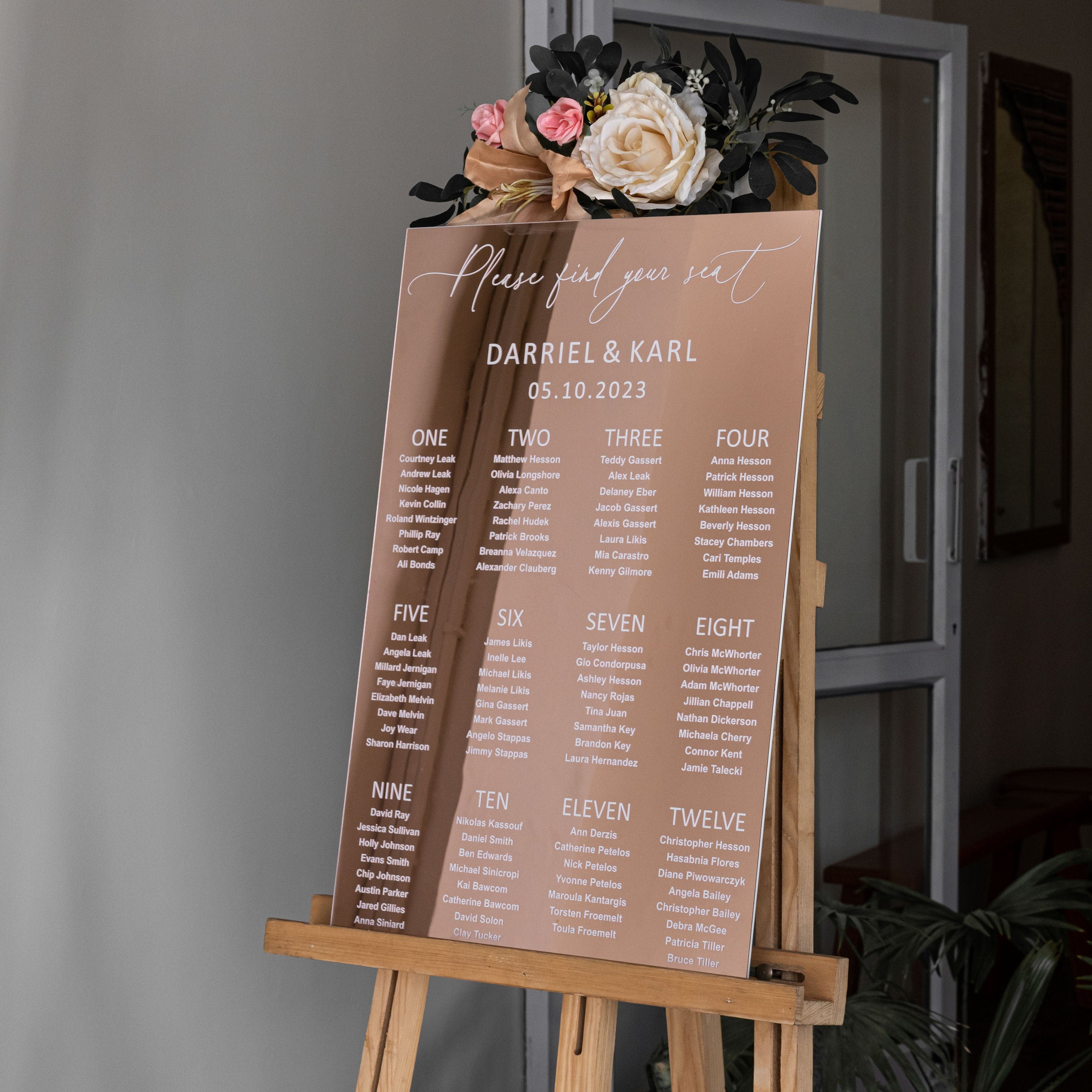 Mirror Rose Gold Acrylic Seating Chart, Wedding seating chart, wedding seating sign, Please Be Seated Wedding Sign, Wedding Guests Plan