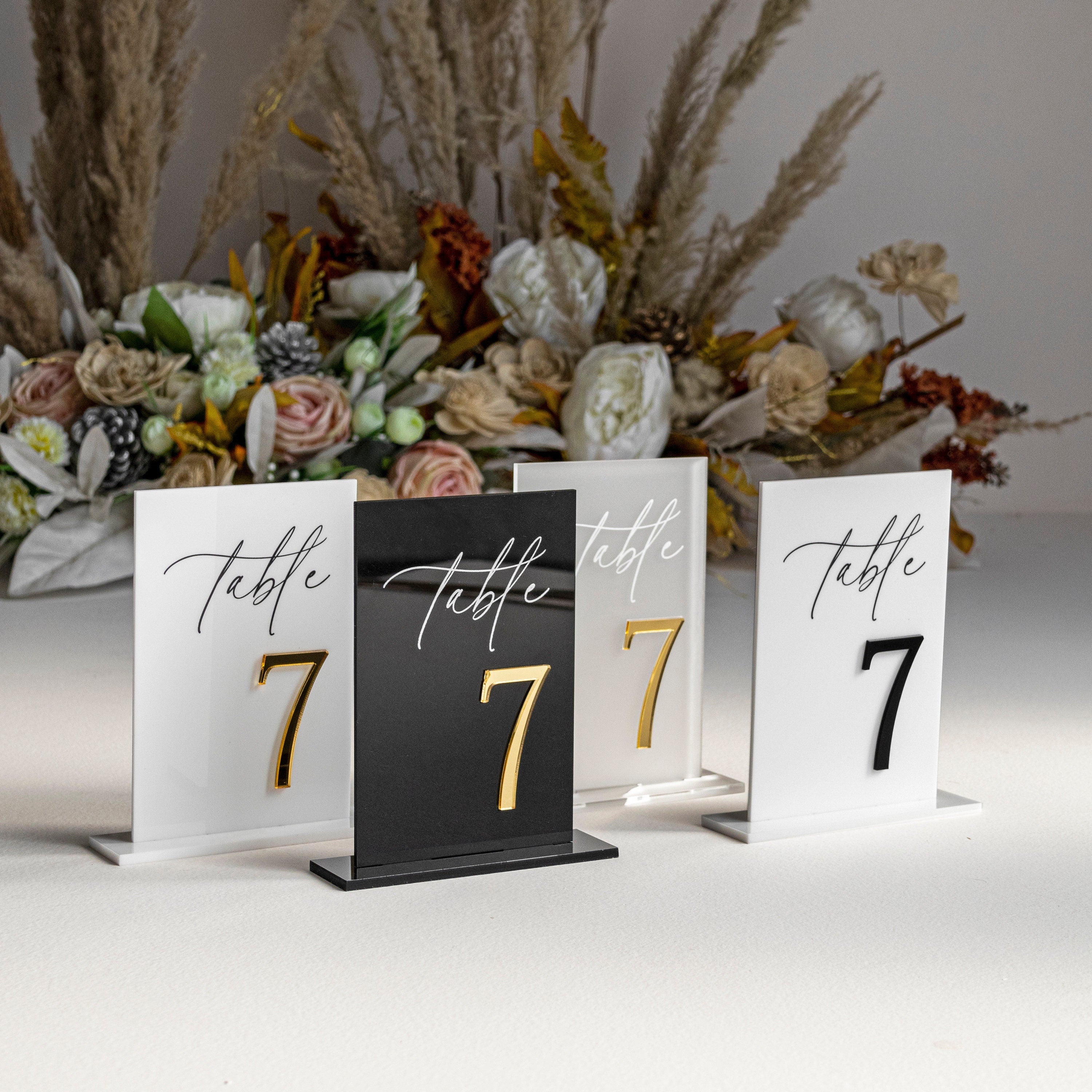 Black Acrylic Table Numbers - Wedding Table Decor - Wedding Signage - Table Signs - Table Numbers - Wedding Stationery - Reception Signs