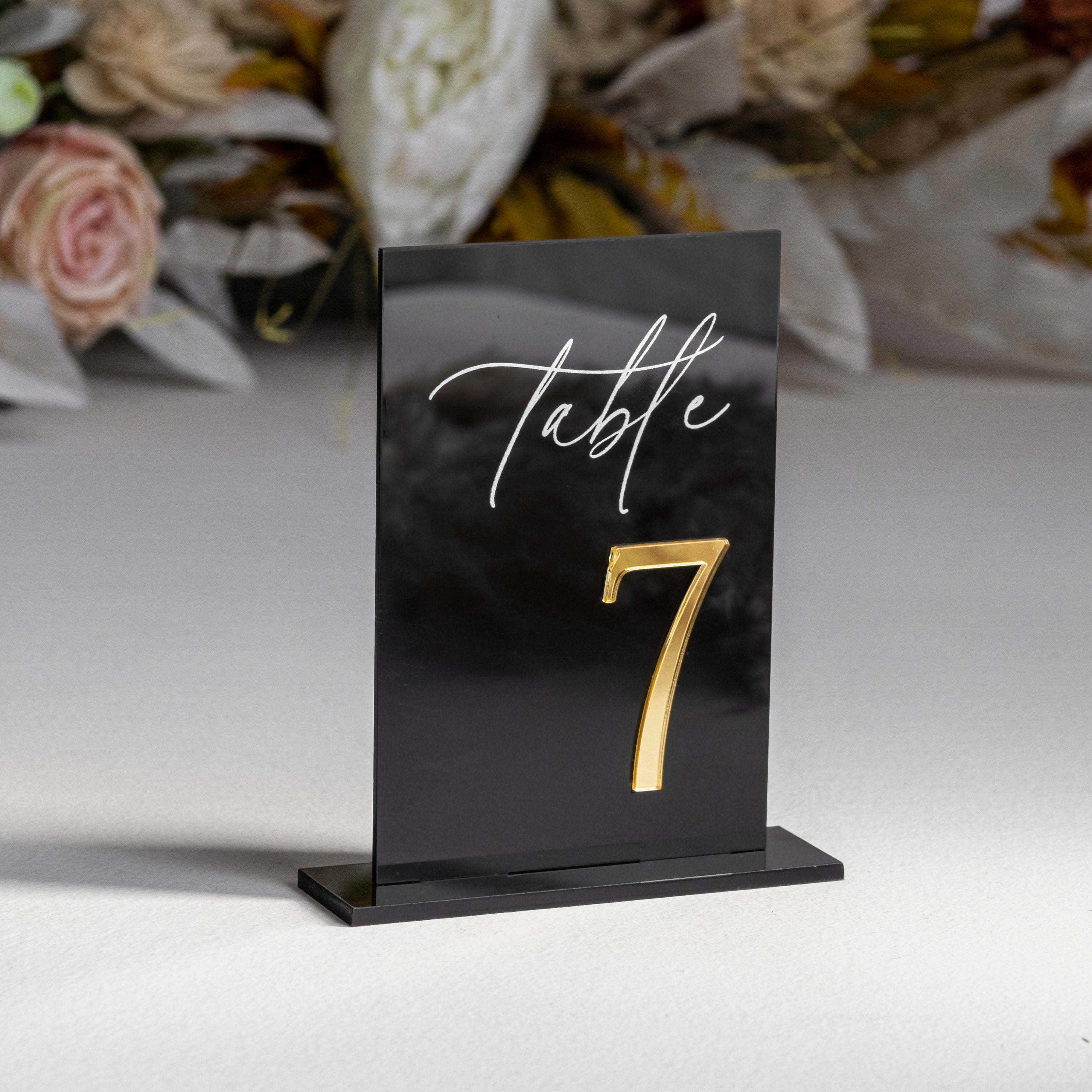 Black Acrylic Table Numbers - Wedding Table Decor - Wedding Signage - Table Signs - Table Numbers - Wedding Stationery - Reception Signs