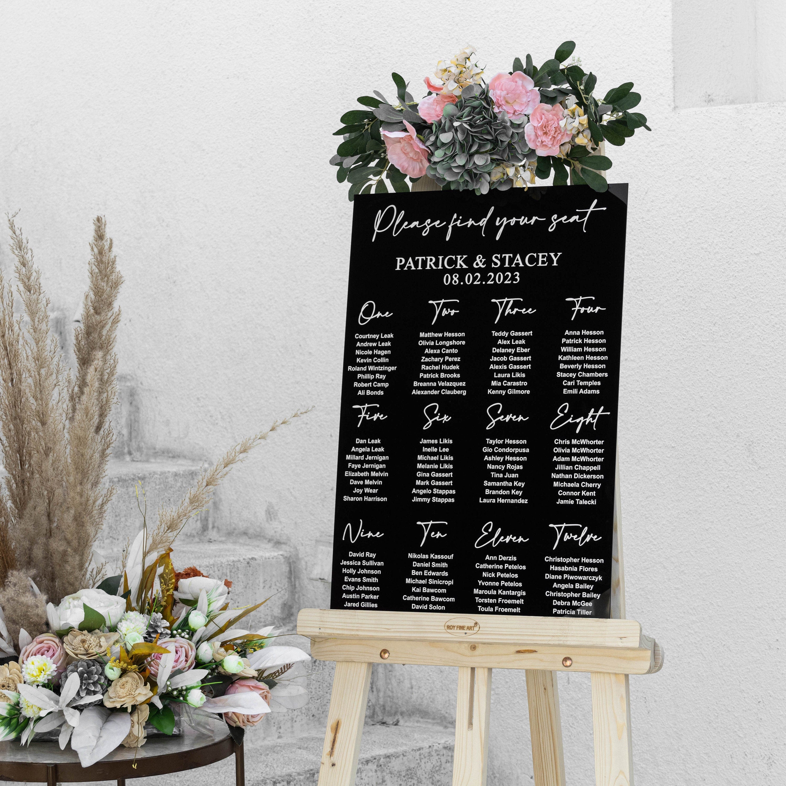 Black Acrylic Seating Chart, Wedding seating chart, wedding seating sign, Please Be Seated Wedding Sign, Wedding Guests Plan