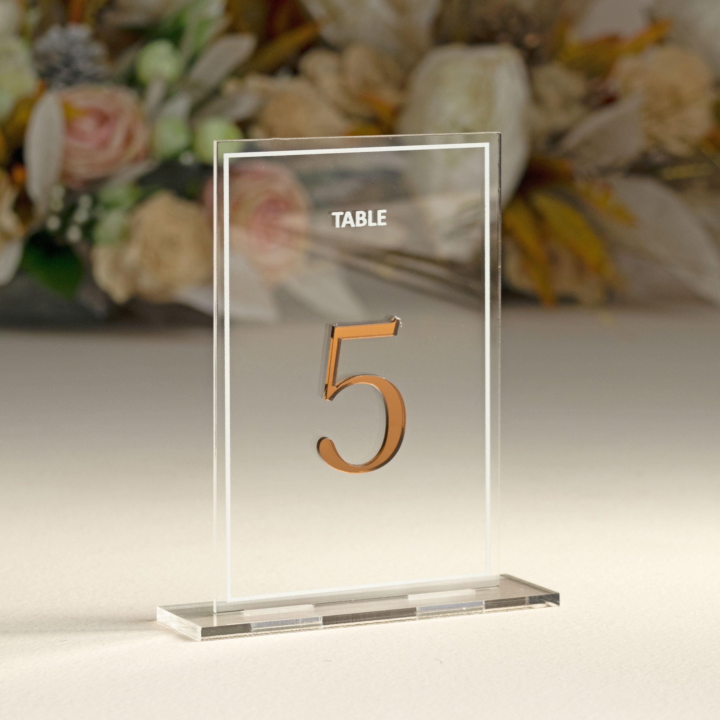 Clear and Mirror Gold Acrylic Signs - Gold Wedding Table Signs - Wedding Table Decor, Gold signage, Mirror silver signs, Rose gold numbers