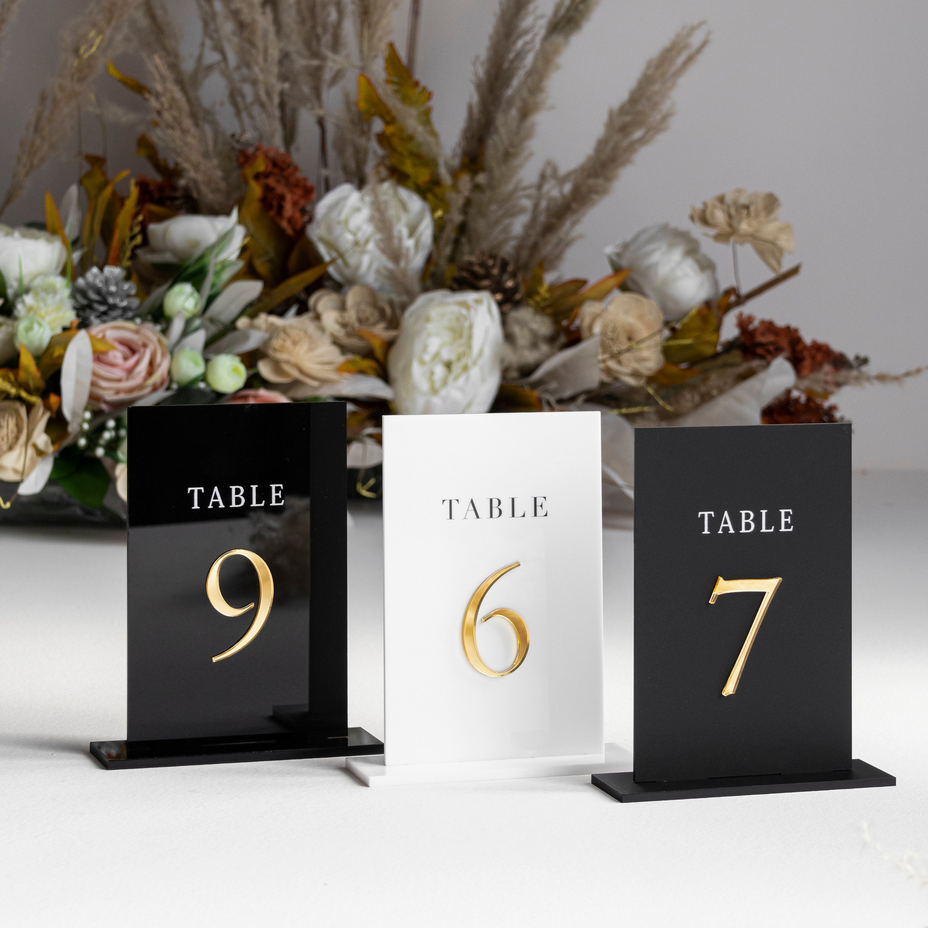 Black Acrylic Table Numbers - Wedding Table Decor - Wedding Signage - Table Signs - Table Numbers - Wedding Stationery - Reception Signs