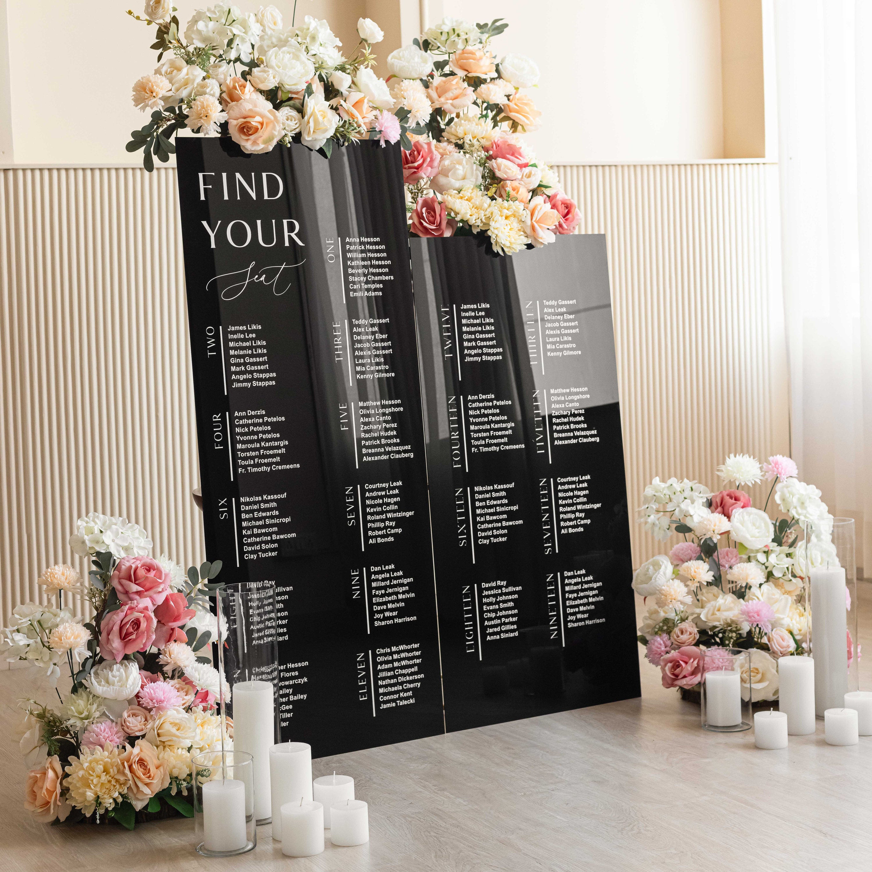 Black Acrylic Seating Chart, Wedding seating chart, wedding seating sign, Please Be Seated Wedding Sign, Wedding Guests Plan