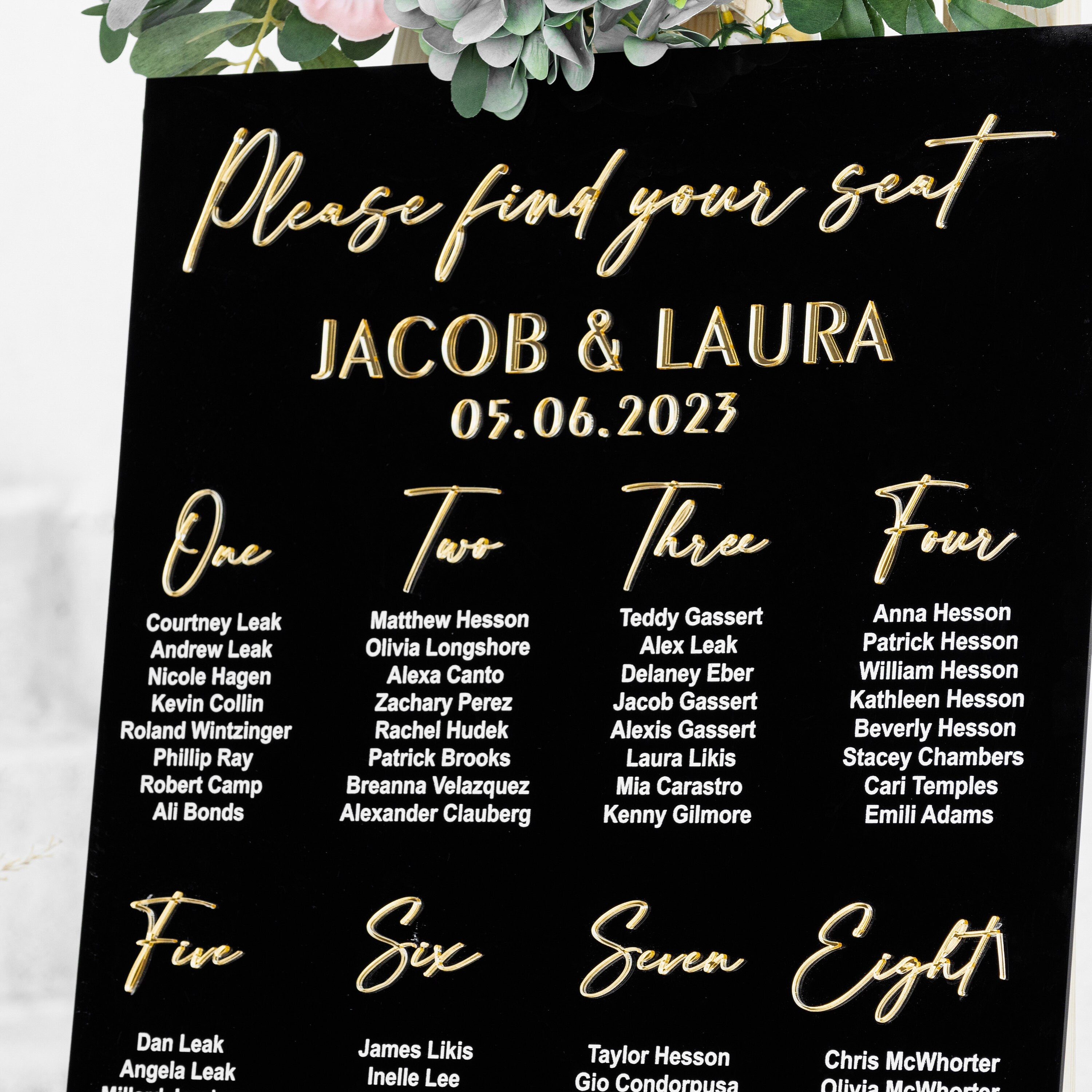 Black Acrylic Seating Chart, Wedding seating chart, wedding seating sign, Please Be Seated Wedding Sign, Wedding Guests Plan