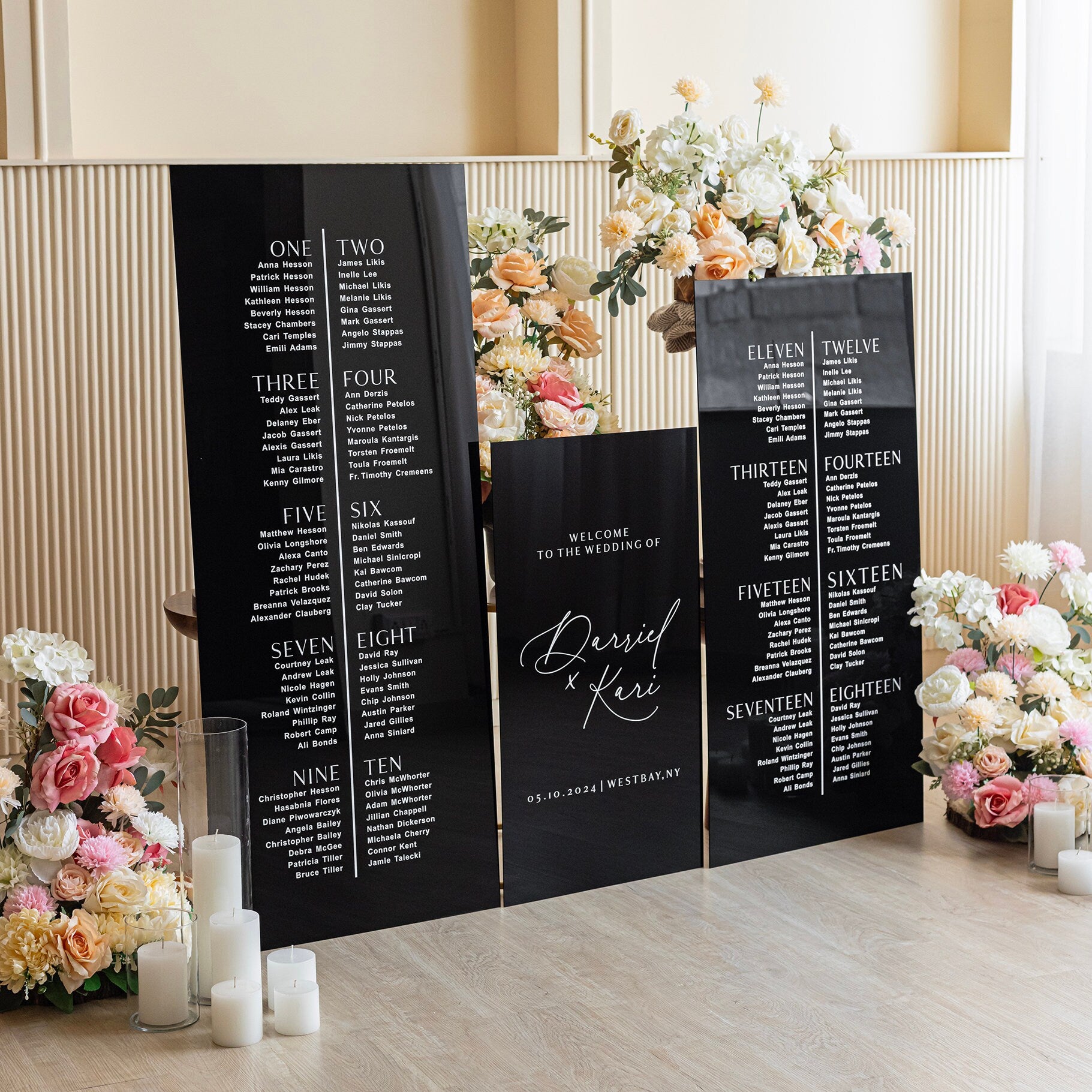 Wedding Signs Bundle - Black Seating Chart - Acrylic Wedding Welcome Sign -  Reception Welcome Sign - Acrylic Wedding Sign - Set of Three