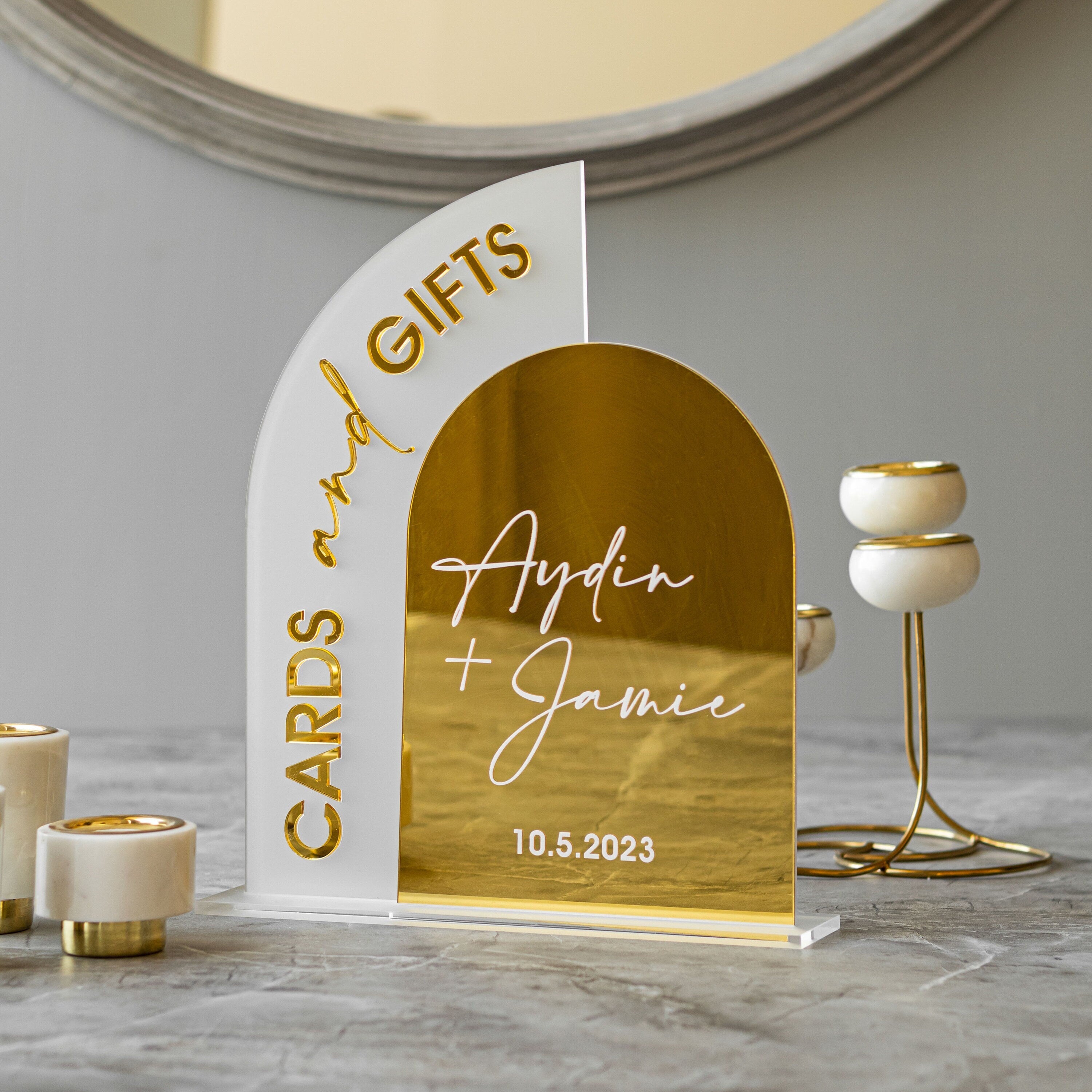 Cards And Gifts Sign, Gold Mirror Wedding Signs, Wedding Signage, Cards and Gifts Wedding Sign, Gift and Cards Sign, Wedding Reception Decor