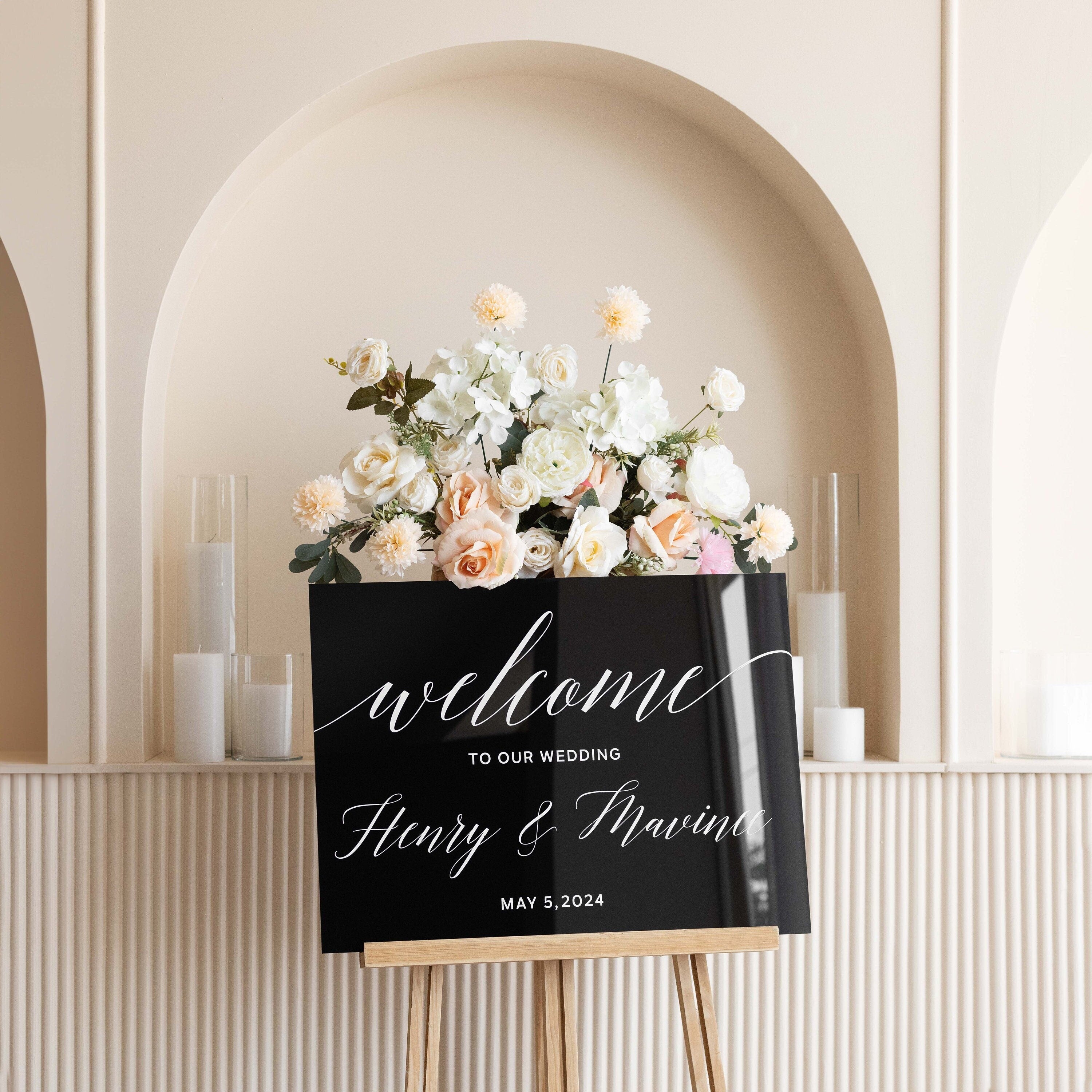 Black Acrylic Wedding Welcome Sign - Ceremony Welcome Sign - Black Acrylic Sign - modern wedding decor - Custom welcome sign