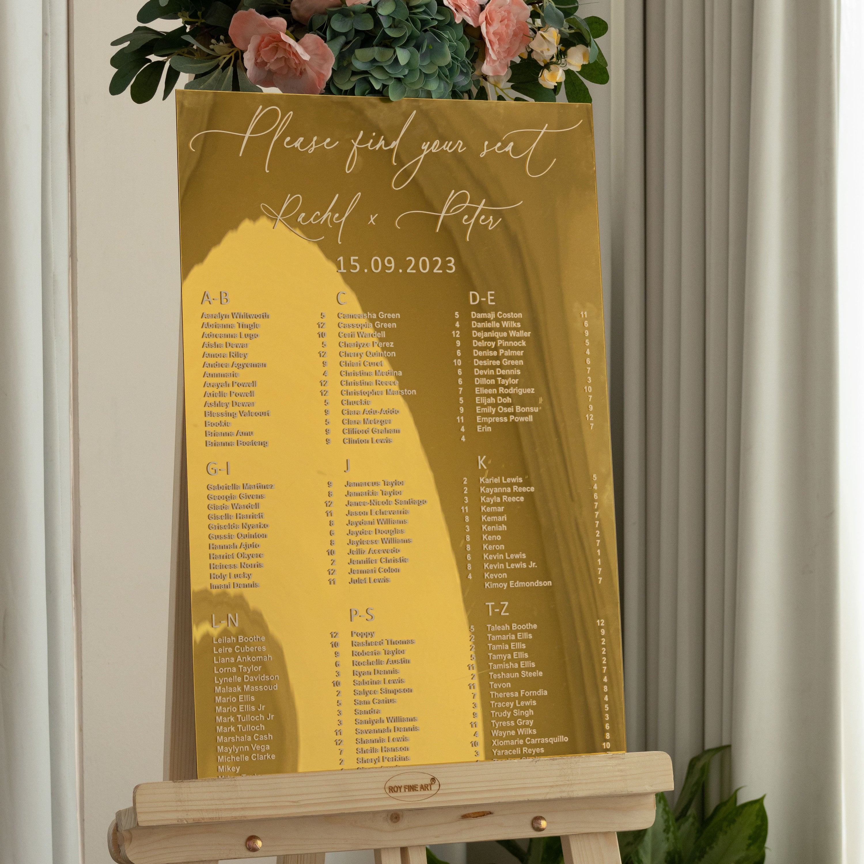 Gold Mirror Acrylic Seating Chart, Wedding seating chart, wedding seating sign, Please Be Seated Wedding Sign, Wedding Guests Plan