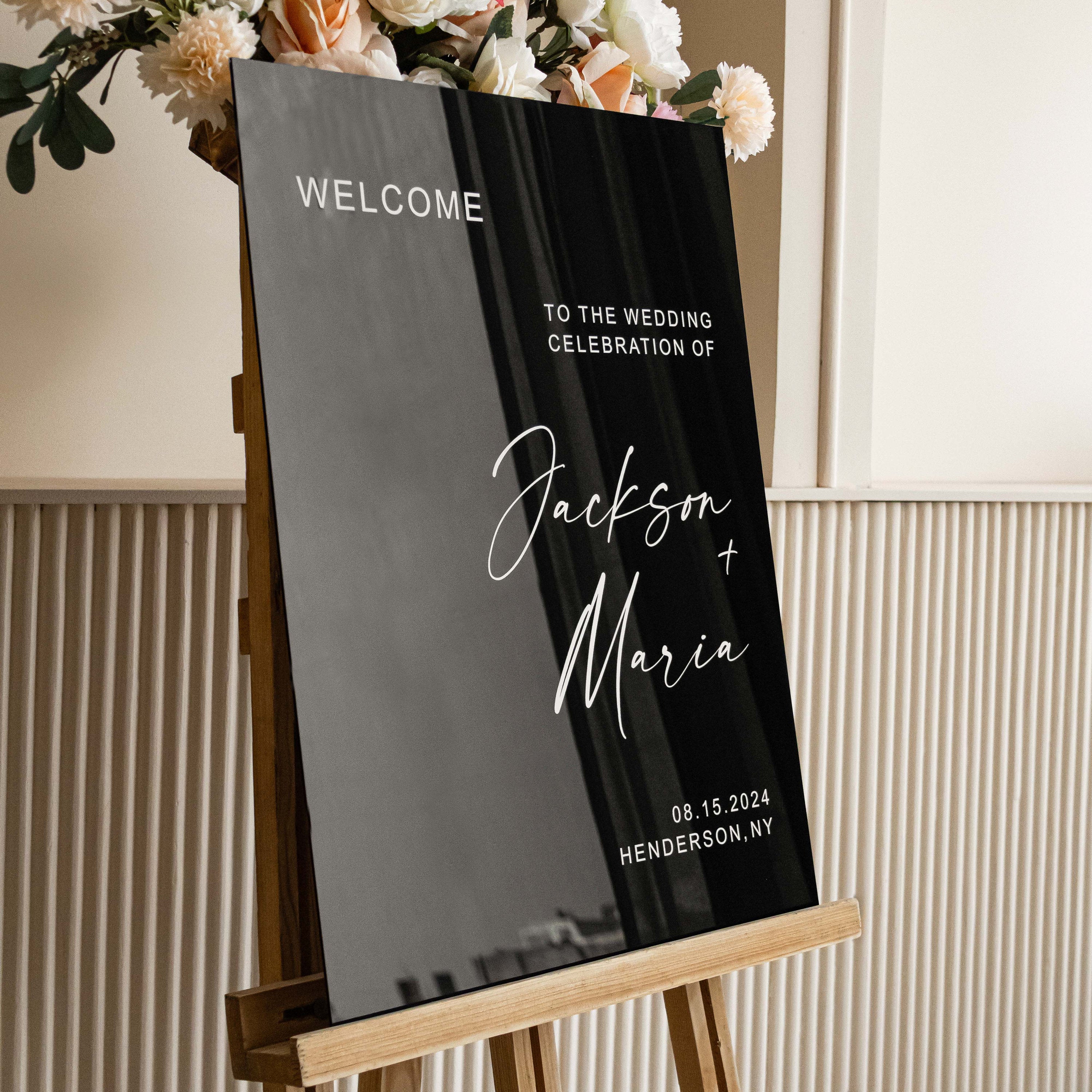 Black Acrylic Wedding Welcome Sign - Ceremony Welcome Sign - Custom Wedding Sign - Modern Wedding Sign - Black Wedding Decor