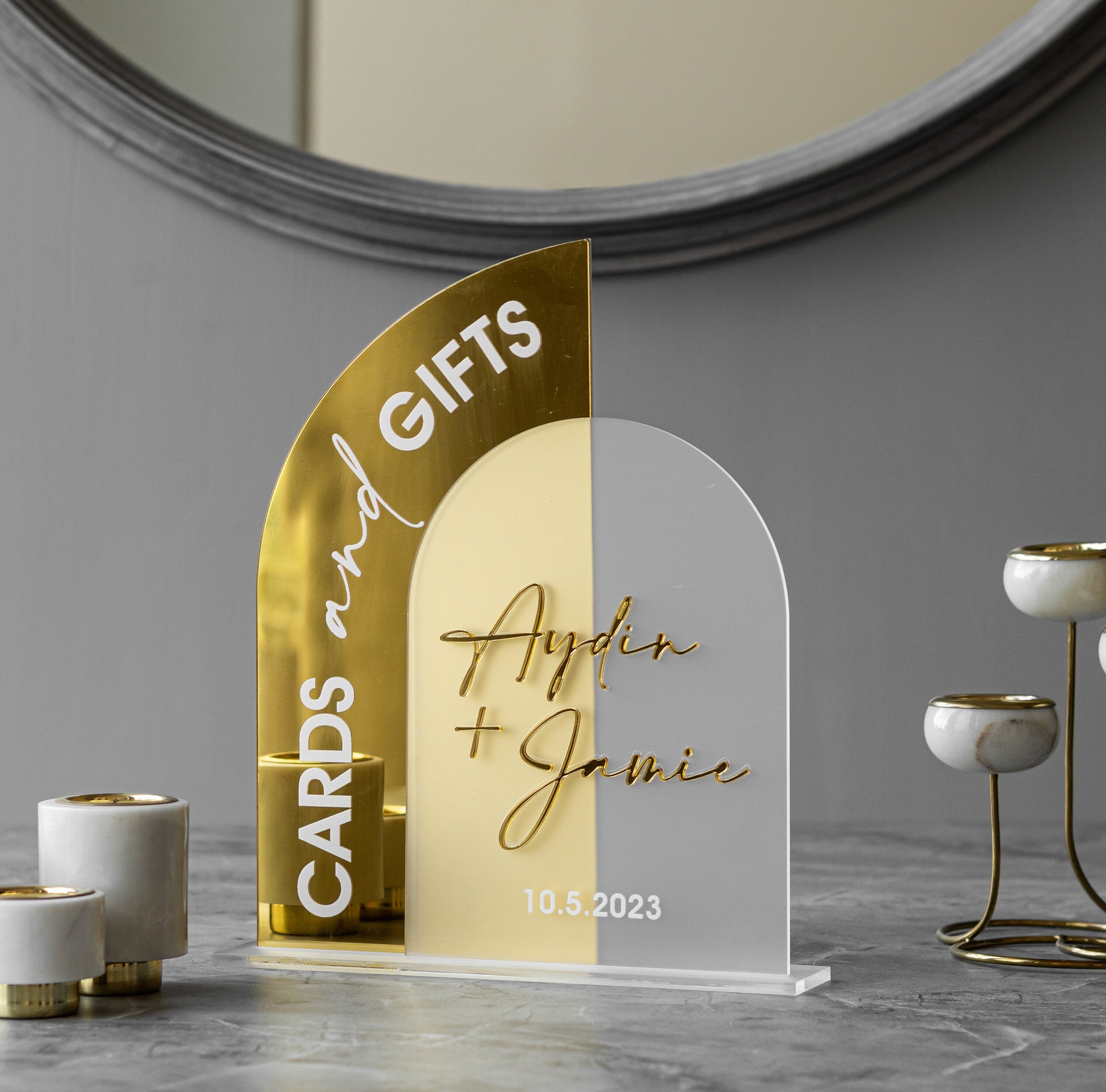 Cards And Gifts Sign, Gold Mirror Wedding Signs, Wedding Signage, Cards and Gifts Wedding Sign, Gift and Cards Sign, Wedding Reception Decor