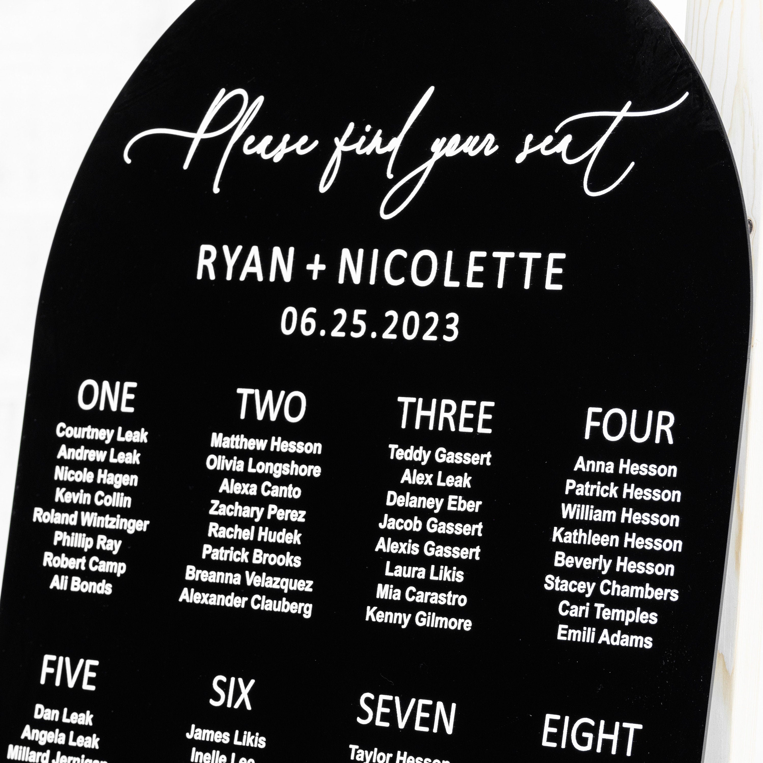 Black Acrylic Seating Chart, Arched Wedding seating chart, wedding seating sign, Please Be Seated Wedding Sign, Wedding Guests Plan