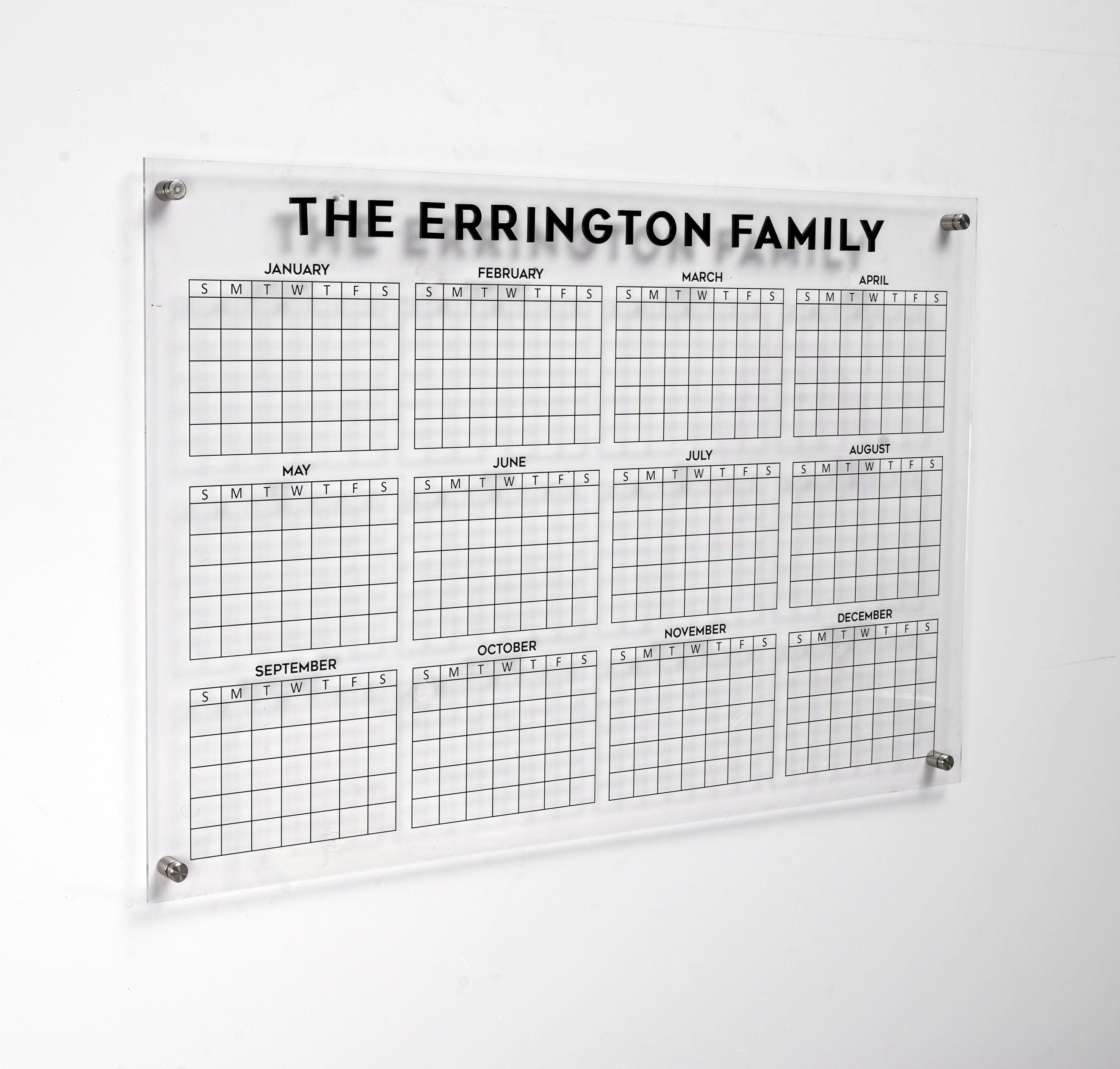 At A Glance 2023 Calendar, Reusable Yearly Dry Erase Acrylic Calendar, dry-erase 12 month calendar, clear wall mounted minimalist calendar