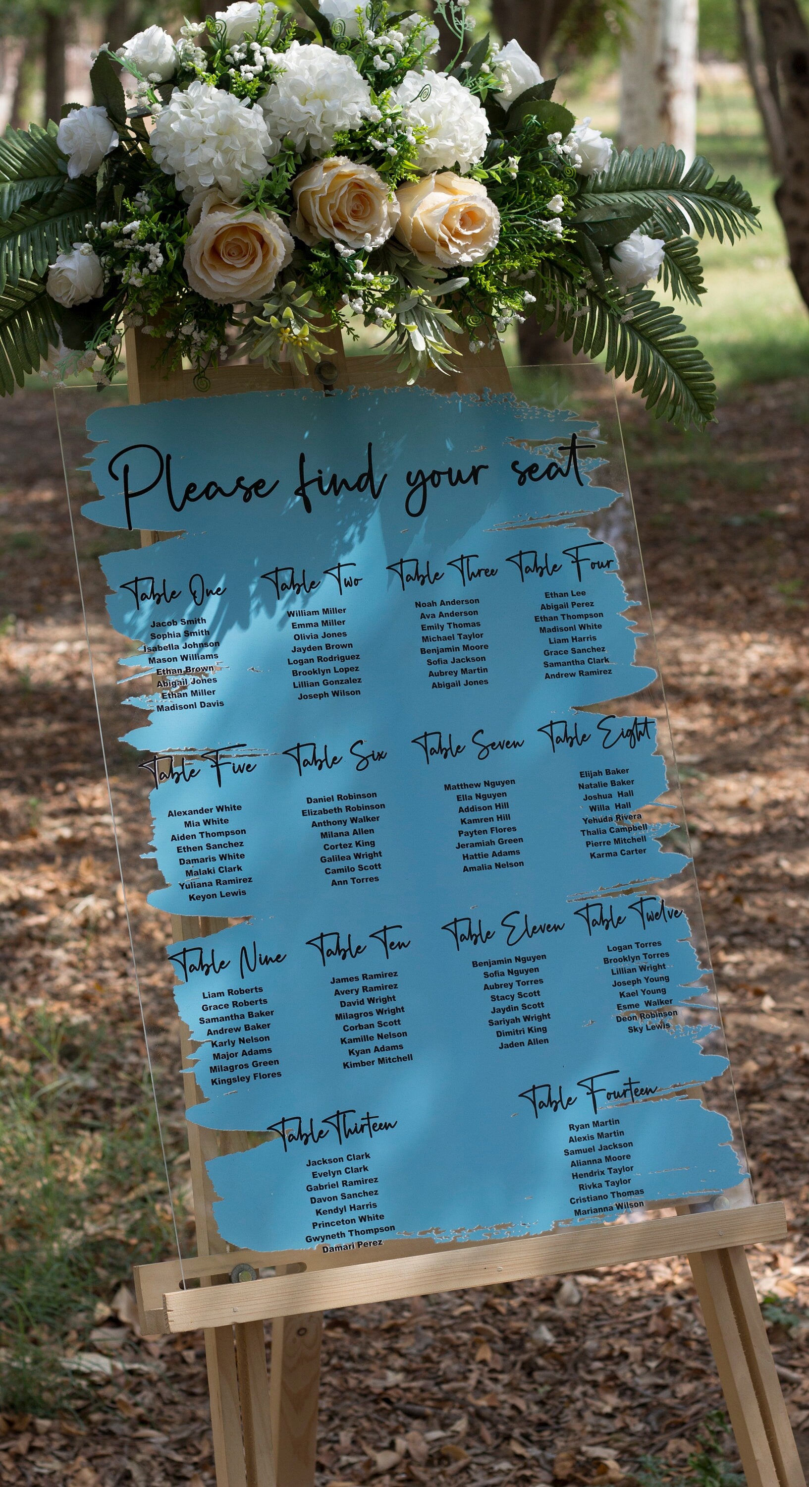 Acrylic seating chart, -RR