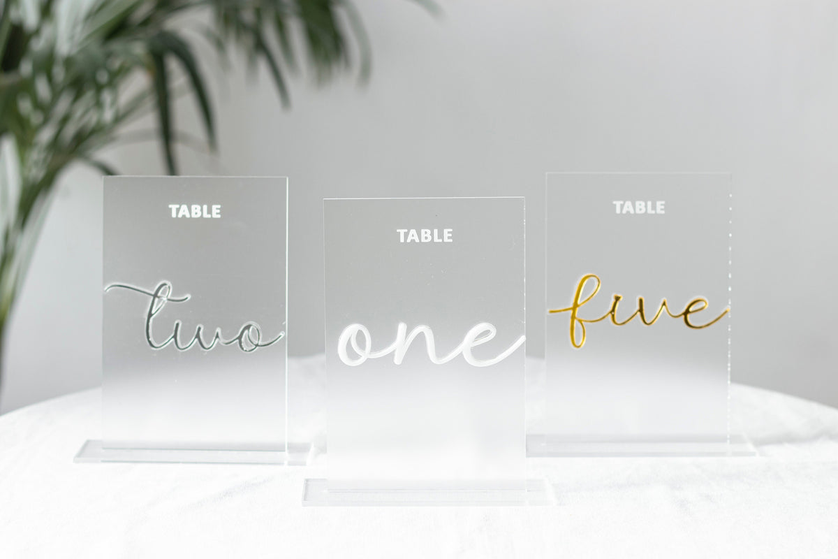 3D Clear Wedding Table Numbers – Luxury Raised Letter Table Decor