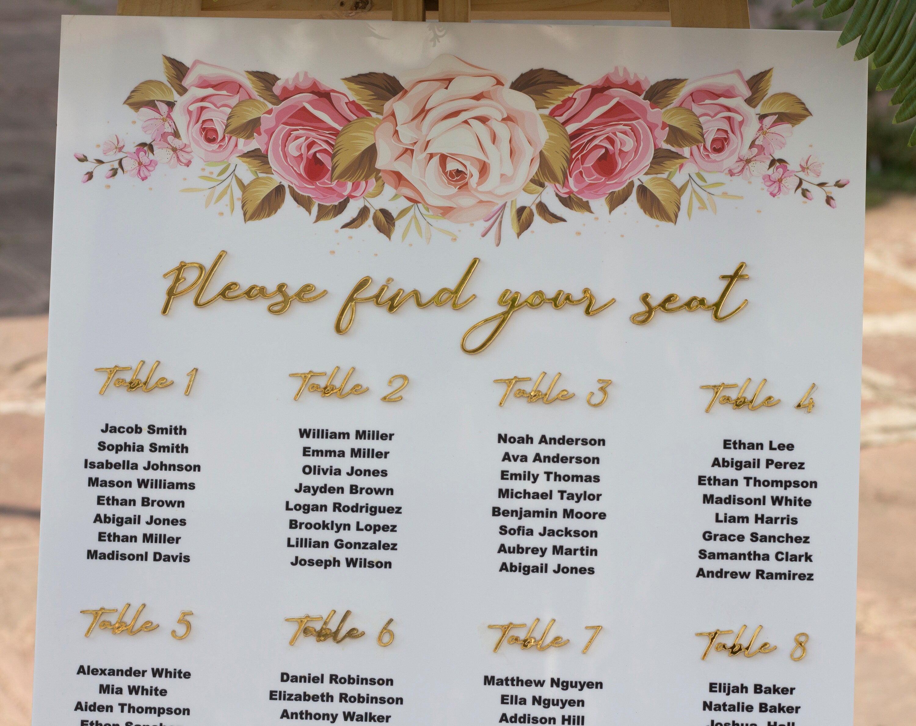 Acrylic seating chart