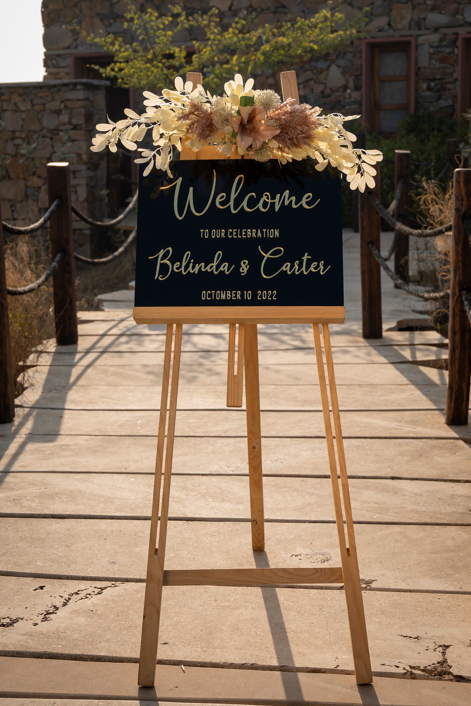 Black Acrylic Wedding Welcome Sign