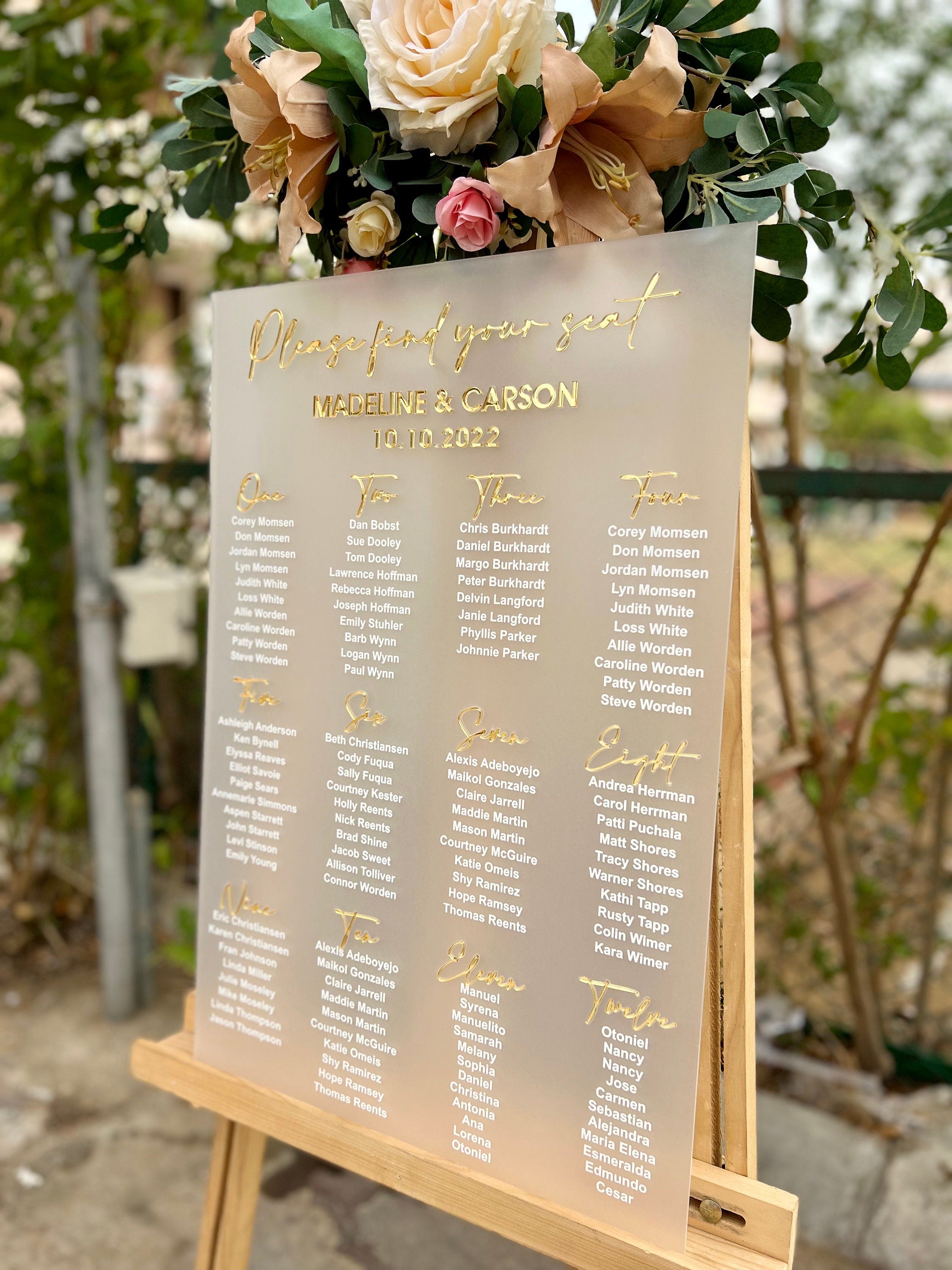 Frosted Acrylic Seating Chart-RR