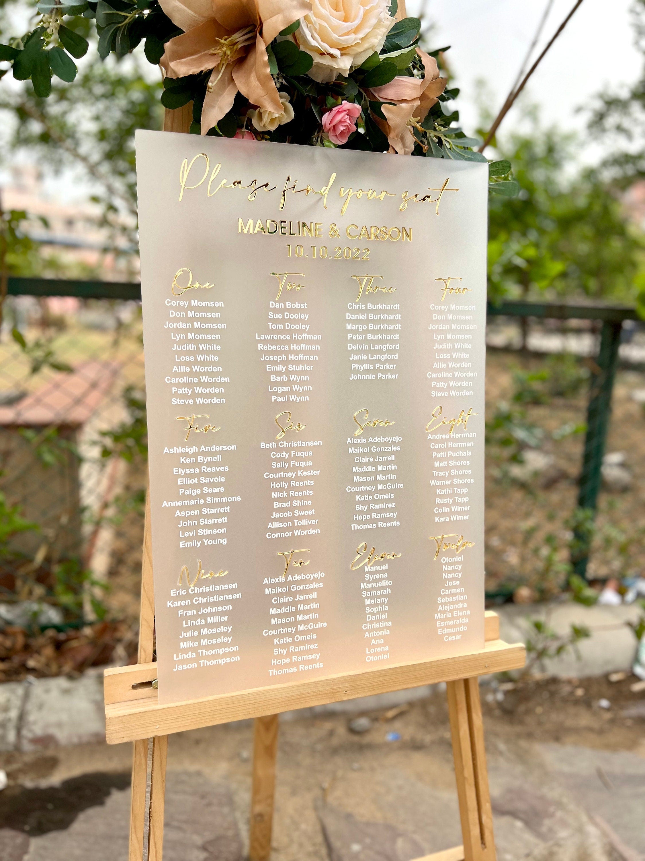 Frosted Acrylic Seating Chart-RR