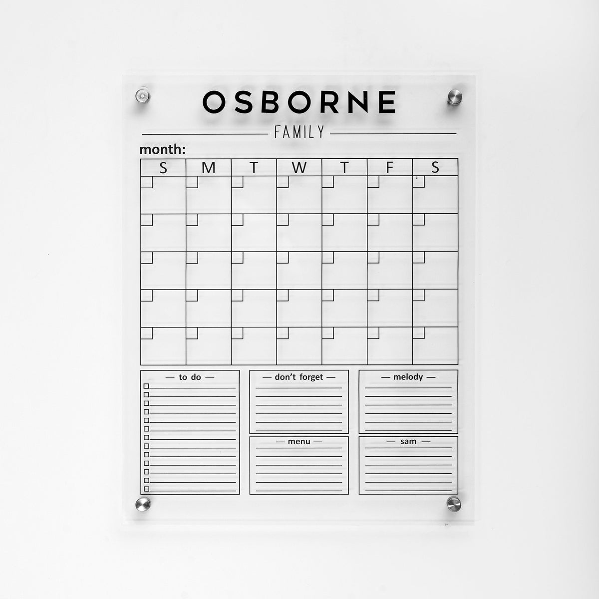 Dry Erase Monthly Calendar, Personalize Wall Planner