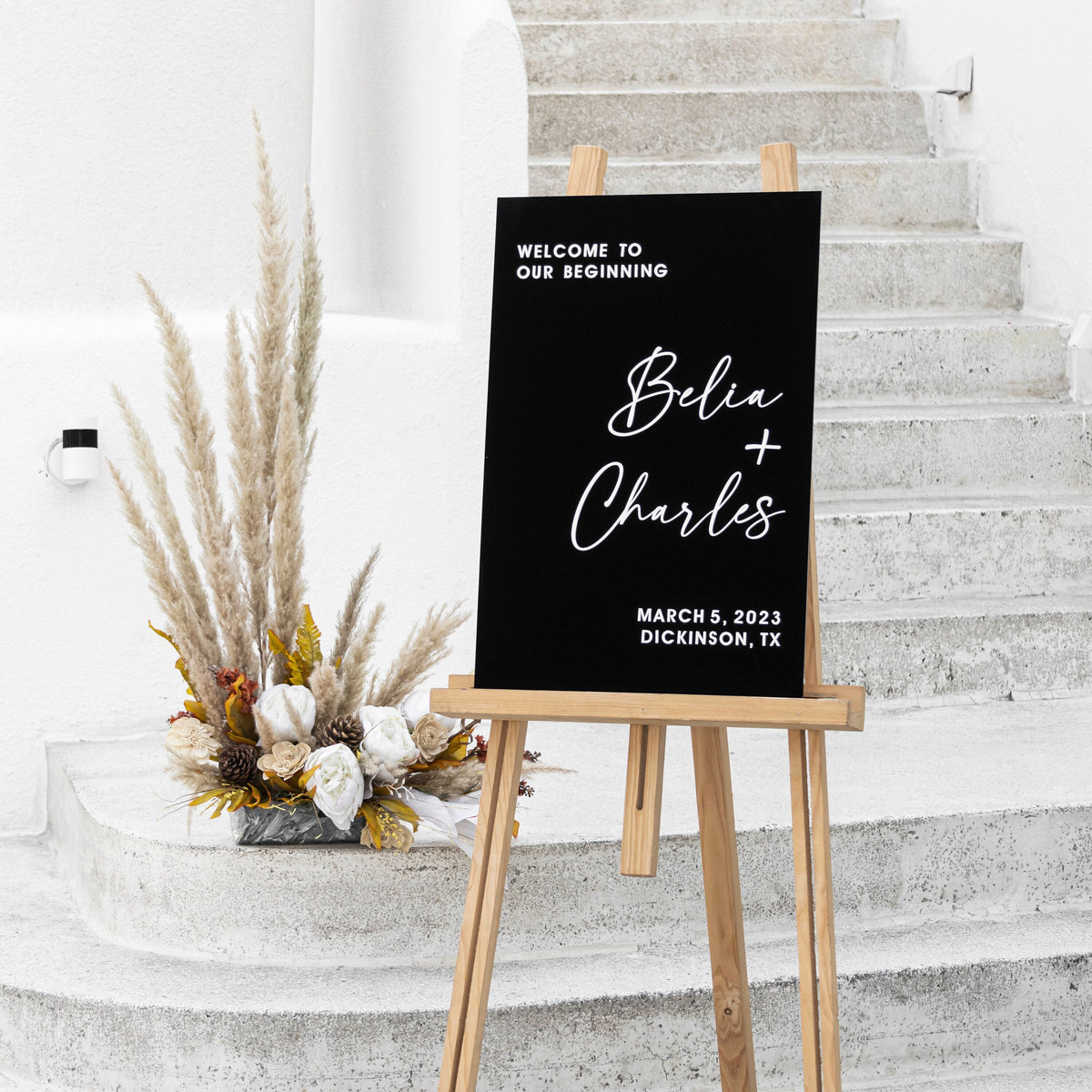 Wedding Welcome Sign, Black Acrylic Sign