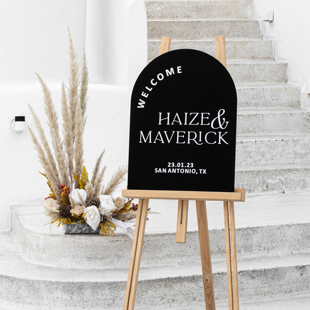 Arched Welcome Sign, Black Acrylic Sign