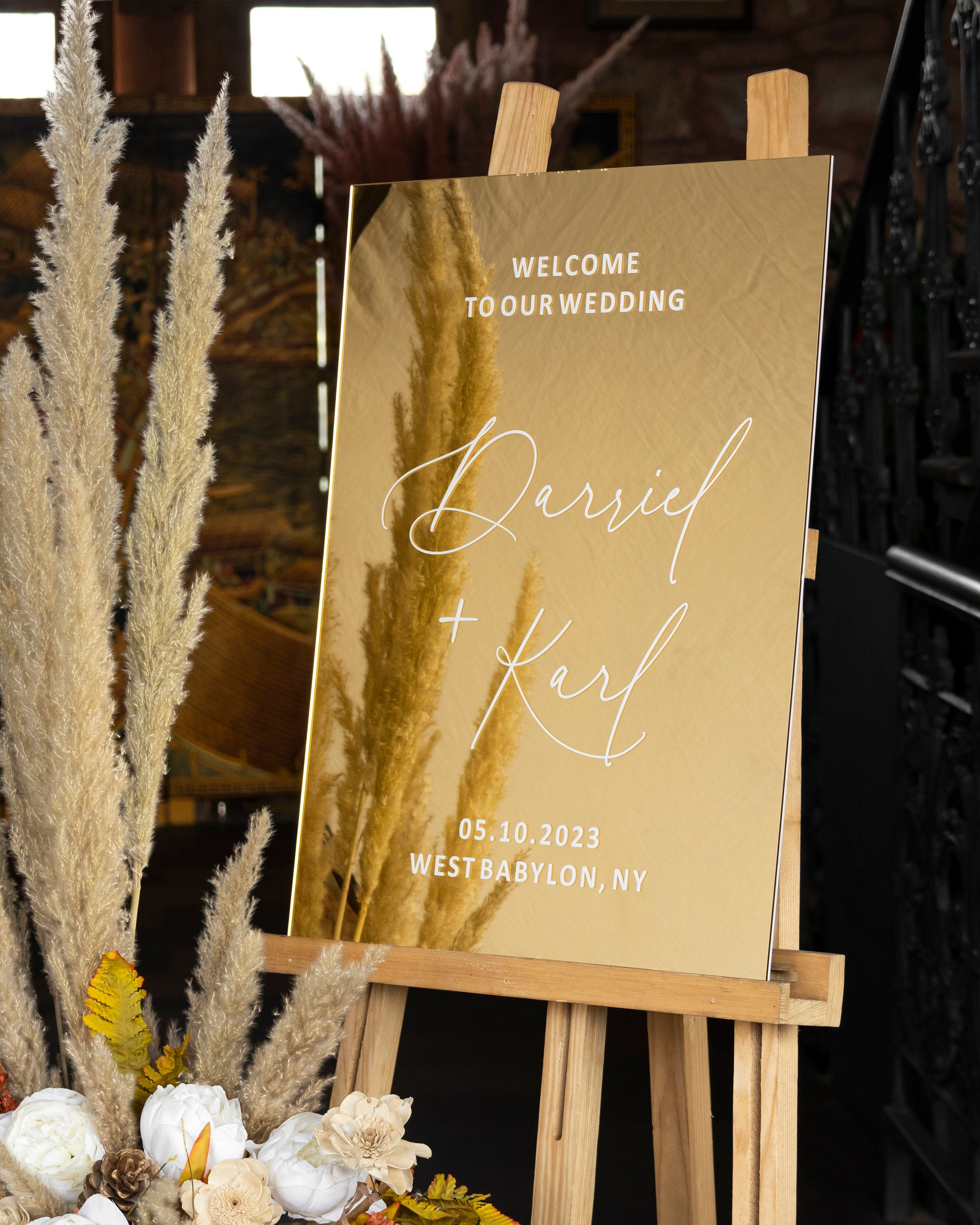Gold Mirror Acrylic Welcome Sign-RR